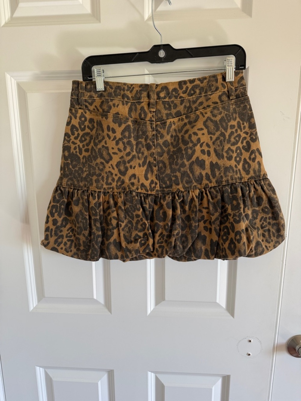 NWT blue B Leopard Print Ruffle Bubble Mini Skirt - Brown - Picture 6 of 7